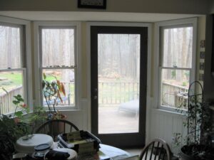 The old bay window and door opened up to the existing deck.