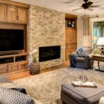 Stone wall with fireplace