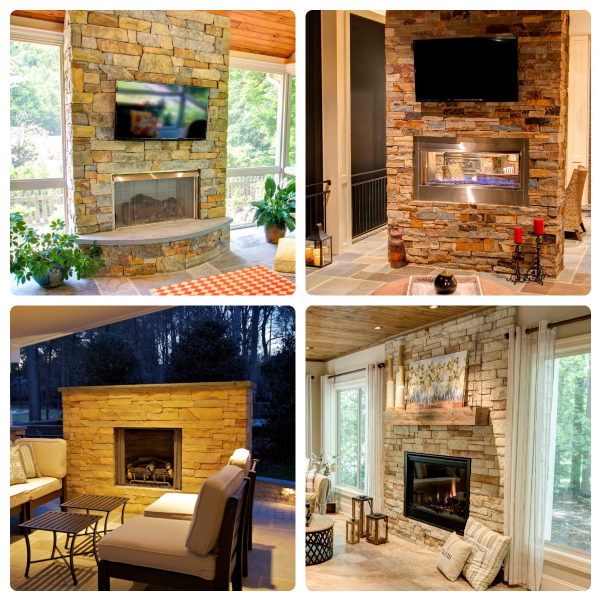 Collage of Porch Fireplaces